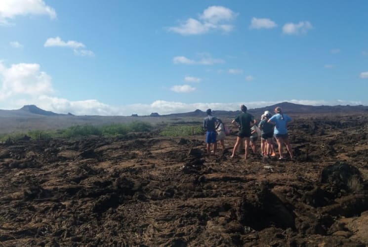 A group of students hiking.