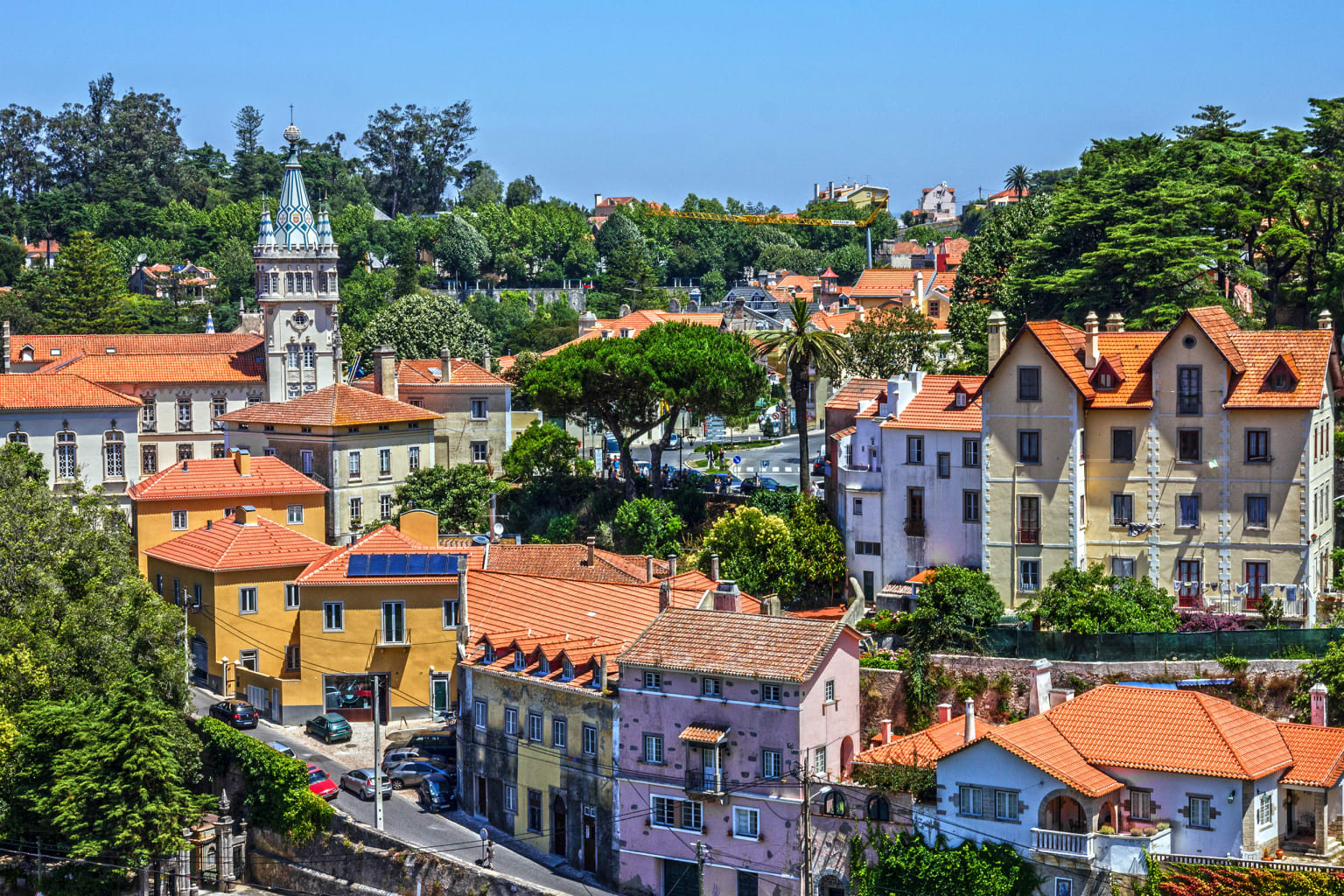 Am aerial view of Sintra, Portugal.