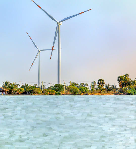 Two wind turbines.